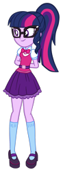 Size: 702x1898 | Tagged: safe, artist:gmaplay, imported from derpibooru, sci-twi, twilight sparkle, equestria girls, clothes, simple background, socks, solo, transparent background