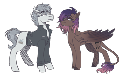 Size: 3500x2200 | Tagged: safe, artist:kikirdcz, imported from derpibooru, oc, oc only, oc:evening howler, oc:rhythm, pony, clothes, female, jacket, male, mare, simple background, stallion, transparent background