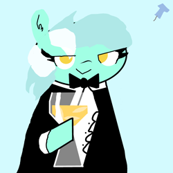 Size: 2800x2800 | Tagged: safe, artist:havock, imported from ponybooru, lyra heartstrings, pony, alcohol, bowtie, clothes, ice, neckerchief, pin, suit, wine, wineglass