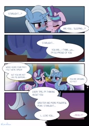 Size: 2892x4096 | Tagged: safe, artist:lexiedraw, imported from derpibooru, starlight glimmer, trixie, comic, dialogue, drunk, drunker glimmer, female, lesbian, shipping, startrix