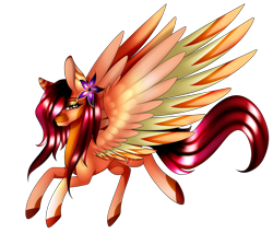 Size: 2000x1700 | Tagged: safe, artist:minelvi, imported from derpibooru, oc, oc only, pegasus, pony, colored hooves, eyelashes, flower, flower in hair, pegasus oc, simple background, solo, transparent background, wings