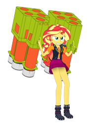 Size: 769x1081 | Tagged: safe, artist:jcpreactyt, imported from derpibooru, sunset shimmer, equestria girls, clothes, missile, revenge, simple background, skirt, solo, splatoon, splatoon 2, tenta missiles, transparent background, weapon