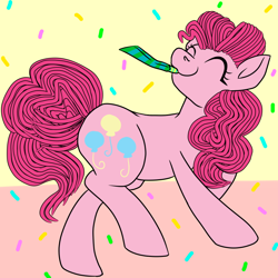 Size: 1000x1000 | Tagged: safe, artist:kibarockz79, imported from derpibooru, pinkie pie, earth pony, pony, female, mare, party, party horn, solo