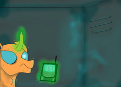 Size: 2100x1500 | Tagged: safe, artist:hemlock conium, imported from derpibooru, oc, changeling, ghost, ghost pony, undead, changeling oc, crossover, duo, game, locker, lockers, phasmophobia, quick sketch, reformed, scared, yellow changeling