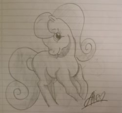 Size: 2444x2272 | Tagged: safe, artist:muhammad yunus, artist:tanahgrogot, imported from derpibooru, earth pony, pony, g2, heart, irl, looking at you, pencil drawing, photo, smiling, solo, traditional art