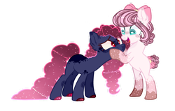 Size: 1280x816 | Tagged: safe, artist:ocelly, imported from derpibooru, oc, oc only, oc:eclipse, oc:sweet cake, earth pony, pony, base used, female, mare, simple background, transparent background