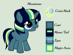 Size: 2052x1556 | Tagged: safe, artist:lominicinfinity, imported from derpibooru, oc, oc only, oc:moonstone, pony, unicorn, female, filly, reference sheet, simple background, solo