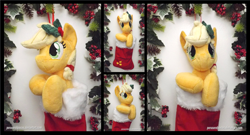 Size: 3255x1754 | Tagged: safe, artist:peruserofpieces, imported from derpibooru, applejack, earth pony, pony, christmas, christmas stocking, cute, female, garland, holiday, holly, jackabetes, looking at you, mare, peruserofpieces is trying to murder us, smiling, smiling at you, solo