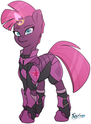 Size: 1350x1830 | Tagged: safe, artist:fluffyxai, imported from derpibooru, tempest shadow, pony, accessories, accessory, alternate design, alternate hairstyle, armor, clothes, ear piercing, female, horn, looking at you, magic, magical artifact, mare, piercing, prosthetic horn, prosthetics, redesign, reformed, scar, simple background, solo, standing, tempest gets her horn back, transparent background