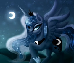 Size: 2000x1700 | Tagged: safe, artist:stormystica, imported from derpibooru, princess luna, alicorn, pony, moon, night, night sky, sky, solo