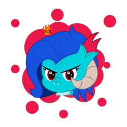 Size: 1920x1920 | Tagged: safe, artist:ragedox, imported from derpibooru, oc, oc only, oc:bluet lovver, dragon, blue, blue hair, blue mane, bust, fangs, female, head, horn, red eyes, simple background, solo, transparent background, vector