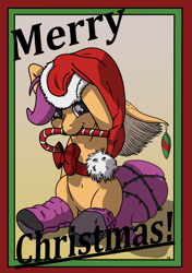 Size: 3541x5016 | Tagged: safe, artist:db, imported from derpibooru, scootaloo, belly button, candy, candy cane, christmas, cute, cutealoo, food, hair, hat, holiday, legs, merry christmas, santa hat, wings