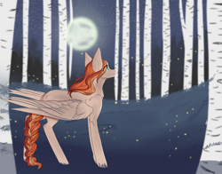 Size: 6989x5470 | Tagged: safe, artist:charlotteartz, imported from derpibooru, oc, oc only, oc:mary, pegasus, pony, absurd resolution, female, mare, moon, solo, tree