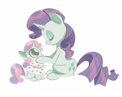 Size: 2048x1631 | Tagged: safe, artist:kyrakupetsky, imported from derpibooru, rarity, sweetie belle, pony, unicorn, cloak, clothes, cute, diasweetes, duo, eyes closed, female, filly, mare, open mouth, profile, raribetes, sibling love, siblings, simple background, sisterly love, sisters, sitting, sweet dreams fuel, weapons-grade cute, white background, winter outfit