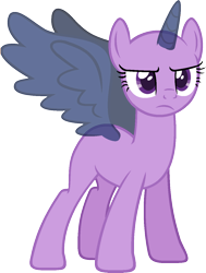 Size: 999x1324 | Tagged: safe, artist:pegasski, imported from derpibooru, oc, oc only, alicorn, pony, the beginning of the end, alicorn oc, bald, base, eyelashes, frown, horn, open mouth, simple background, solo, transparent background, wings