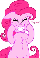 Size: 2246x3269 | Tagged: artist needed, safe, imported from derpibooru, pinkie pie, earth pony, pony, bipedal, cheek squish, chest fluff, cute, diapinkes, digital art, eyes closed, floppy ears, high res, simple background, smiling, solo, squee, squishy cheeks, white background