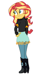 Size: 1015x1720 | Tagged: safe, artist:gmaplay, imported from derpibooru, sunset shimmer, equestria girls, boots, clothes, shoes, simple background, solo, transparent background