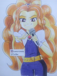 Size: 3120x4160 | Tagged: safe, artist:crydevi, imported from derpibooru, adagio dazzle, equestria girls, microphone, solo, traditional art