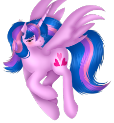 Size: 1163x1248 | Tagged: source needed, useless source url, safe, artist:muhammad yunus, artist:tanahgrogot, imported from derpibooru, oc, oc only, oc:hsu amity, alicorn, pony, alicorn oc, bedroom eyes, blushing, heart, horn, looking at you, medibang paint, missing accessory, no glasses, not twilight sparkle, simple background, solo, transparent background, used, wings