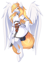 Size: 1464x2089 | Tagged: safe, artist:scarlet-spectrum, imported from derpibooru, oc, oc only, oc:star nai, alicorn, anthro, unguligrade anthro, alicorn oc, horn, watermark, wings