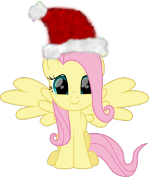 Size: 1440x1703 | Tagged: safe, artist:lincolnbrewsterfan, derpibooru exclusive, imported from derpibooru, part of a set, fluttershy, pegasus, pony, .svg available, christmas, cute, happy, hat, holiday, inkscape, lincolnbrewsterfan is trying to murder us, lincolnbrewsterfan's christmas ponies, looking at you, santa hat, shyabetes, simple background, sitting, smiling at you, solo, spread wings, svg, transparent background, vector, weapons-grade cute, wings, winter