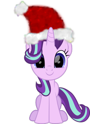 Size: 1159x1591 | Tagged: safe, artist:lincolnbrewsterfan, derpibooru exclusive, imported from derpibooru, part of a set, starlight glimmer, pony, unicorn, .svg available, christmas, cute, glimmerbetes, happy, hat, holiday, inkscape, lincolnbrewsterfan is trying to murder us, lincolnbrewsterfan's christmas ponies, looking at you, santa hat, simple background, sitting, smiling at you, solo, svg, transparent background, vector, weapons-grade cute, winter