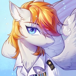 Size: 1500x1500 | Tagged: safe, artist:swaybat, imported from derpibooru, oc, oc:felix gulfstream, pegasus, pony, ace combat, clothes, male, military uniform, uniform