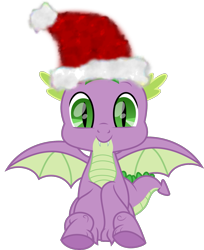 Size: 1293x1582 | Tagged: safe, artist:lincolnbrewsterfan, derpibooru exclusive, imported from derpibooru, part of a set, spike, dragon, .svg available, christmas, cute, happy, hat, holiday, inkscape, lincolnbrewsterfan is trying to murder us, lincolnbrewsterfan's christmas ponies, looking at you, male, santa hat, simple background, sitting, smiling at you, solo, spikabetes, svg, transparent background, vector, weapons-grade cute, winged spike, wings, winter