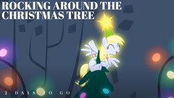 Size: 1920x1080 | Tagged: safe, edit, edited screencap, editor:quoterific, imported from derpibooru, screencap, derpy hooves, pony, a hearth's warming tail, 2, christmas, christmas tree, derpy star, holiday, solo, tree