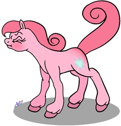 Size: 709x738 | Tagged: safe, artist:muhammad yunus, artist:tanahgrogot, imported from derpibooru, earth pony, pony, aelita schaeffer, angry, base used, blushing, butt blush, code lyoko, eyes closed, female, g2, mare, ponified, red butt, simple background, solo, tail, transparent background