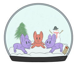 Size: 3000x2500 | Tagged: safe, artist:soupyfox, imported from derpibooru, oc, oc only, alicorn, pegasus, pony, unicorn, background, colored, commission, duo, flat colors, simple background, snow, snow globe, snowman, solo, transparent background, trio, winter, your character here