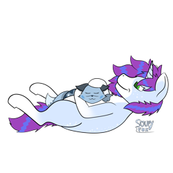 Size: 3000x3000 | Tagged: safe, artist:soupyfox, imported from derpibooru, oc, oc only, oc:likina, oc:starline moongazer, fox, pony, unicorn, colored, commission, cuddling, duo, flat colors, furry, furry oc, petting, simple background, snuggling, transparent background