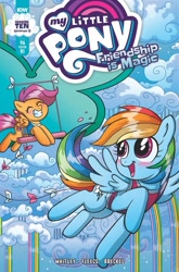 Size: 683x1037 | Tagged: safe, artist:marybellamy, idw, imported from derpibooru, rainbow dash, scootaloo, pegasus, pony, spoiler:comic, spoiler:comic96, blushing, cover, duo, hang glider, kite, scootaloo can't fly, scootalove, season 10