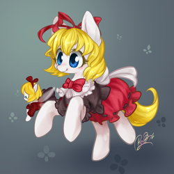 Size: 2000x2000 | Tagged: safe, artist:di youyou, artist:狄优优, imported from derpibooru, pony, bow, clothes, crossover, cute, doll, dress, female, mare, medicine melancholy, ponified, skirt, touhou, toy