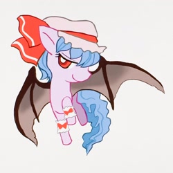 Size: 2048x2048 | Tagged: safe, artist:nekoyasaki, imported from derpibooru, pony, vampire bat pony, crossover, female, hat, mare, ponified, remilia scarlet, solo, touhou