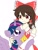 Size: 768x1024 | Tagged: safe, artist:namaenonaipony, imported from derpibooru, twilight sparkle, alicorn, human, bow, crossover, cute, duo, female, hakurei reimu, hug, mare, simple background, touhou, twiabetes, twilight sparkle (alicorn), white background