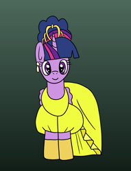 Size: 1220x1600 | Tagged: safe, artist:platinumdrop, imported from derpibooru, twilight sparkle, alicorn, pony, clothes, dress, ear piercing, earring, frankie foster, gloves, gown, gradient background, jewelry, piercing, ponified, request, simple background, tiara, twilight sparkle (alicorn)