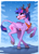 Size: 1730x2370 | Tagged: safe, artist:yakovlev-vad, imported from derpibooru, twilight sparkle, deer, deer pony, original species, peryton, reindeer, antlers, deerlight sparkle, eyebrows, eyebrows visible through hair, female, ice, jingle bells, leonine tail, open mouth, raised hoof, reindeer antlers, reindeerified, reins, slim, smiling, snow, solo, species swap, wings