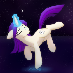 Size: 2048x2048 | Tagged: safe, artist:whitequartztheartist, imported from derpibooru, oc, oc only, oc:nifty sway, pony, unicorn, floating, magic, solo, space