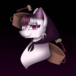 Size: 1080x1080 | Tagged: safe, artist:rxndxm.artist, imported from derpibooru, oc, oc only, earth pony, pony, bust, clothes, earth pony oc, gradient background, headscarf, oc noly, scarf, smiling, solo