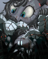 Size: 1397x1700 | Tagged: safe, artist:filly909, artist:imadeus, imported from derpibooru, pony, robot, electricity, flower