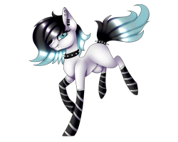 Size: 2000x1600 | Tagged: safe, artist:minelvi, imported from derpibooru, oc, oc only, earth pony, pony, choker, clothes, ear piercing, earring, earth pony oc, eyelashes, jewelry, piercing, simple background, socks, solo, spiked choker, striped socks, tail wrap, transparent background