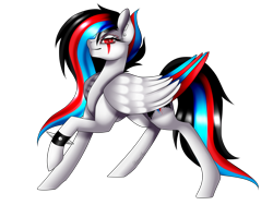 Size: 1600x1200 | Tagged: safe, artist:minelvi, imported from derpibooru, oc, oc only, pegasus, pony, ear piercing, eye scar, eyelashes, pegasus oc, piercing, scar, simple background, smiling, solo, spiked wristband, transparent background, wings, wristband