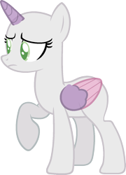 Size: 983x1369 | Tagged: safe, artist:pegasski, imported from derpibooru, oc, oc only, alicorn, pony, growing up is hard to do, alicorn oc, bald, base, eyelashes, horn, looking back, simple background, solo, transparent background, two toned wings, wings, worried