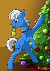 Size: 1024x1446 | Tagged: safe, artist:littletigressda, artist:moonlightfan, imported from derpibooru, oc, oc only, earth pony, pony, christmas, christmas tree, holiday, ornament, solo, tree