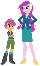 Size: 390x636 | Tagged: safe, artist:hubfanlover678, imported from derpibooru, princess cadance, scootaloo, equestria girls, brooch, cutie mark accessory, cutie mark brooch, dean cadance, jewelry