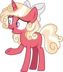 Size: 1000x1135 | Tagged: safe, artist:gallantserver, imported from derpibooru, oc, oc only, pony, unicorn, bow, female, hair bow, offspring, parent:big macintosh, parent:sweetie belle, parents:sweetiemac, simple background, solo, teenager, transparent background