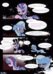 Size: 2892x4096 | Tagged: safe, artist:lexiedraw, imported from derpibooru, starlight glimmer, trixie, comic, dialogue, drunk, drunker glimmer, female, lesbian, shipping, startrix
