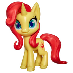 Size: 600x600 | Tagged: safe, imported from derpibooru, sunset shimmer, pony, unicorn, my little pony: pony life, cutie mark, g4.5, horn, looking at you, official, pony life, simple background, smiling, smiling at you, standing, toy, white background, wide eyes