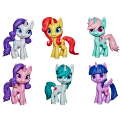 Size: 600x600 | Tagged: safe, imported from derpibooru, fizzy, gusty, princess cadance, rarity, sunset shimmer, twilight sparkle, alicorn, pony, unicorn, my little pony: pony life, fizzleshake, g1, g1 to g4, g4, g4.5, generation leap, gusty (g4.5), pony life, toy